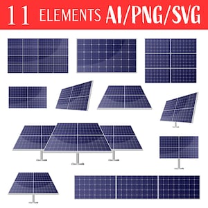Panel solar Clipart Vector Ilustración de panel solar de energía renovable Clipart de energía verde Clipart de energía solar digital Diseño de panel solar
