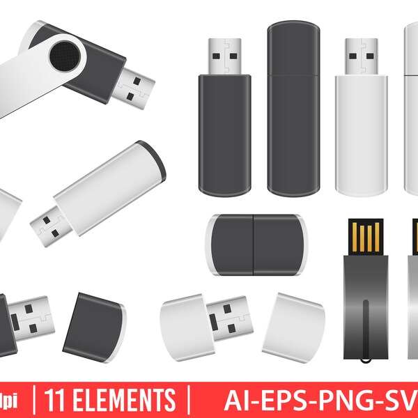 Memory stick clipart vector design illustration. Memory stick set. Vector Clipart Print