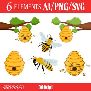 Bijenkorf honingraat onderdak bestuiving vectorkunst natuur illustratie zoemend insect clipart digitaal ontwerp imker afdrukbare kunstwerken