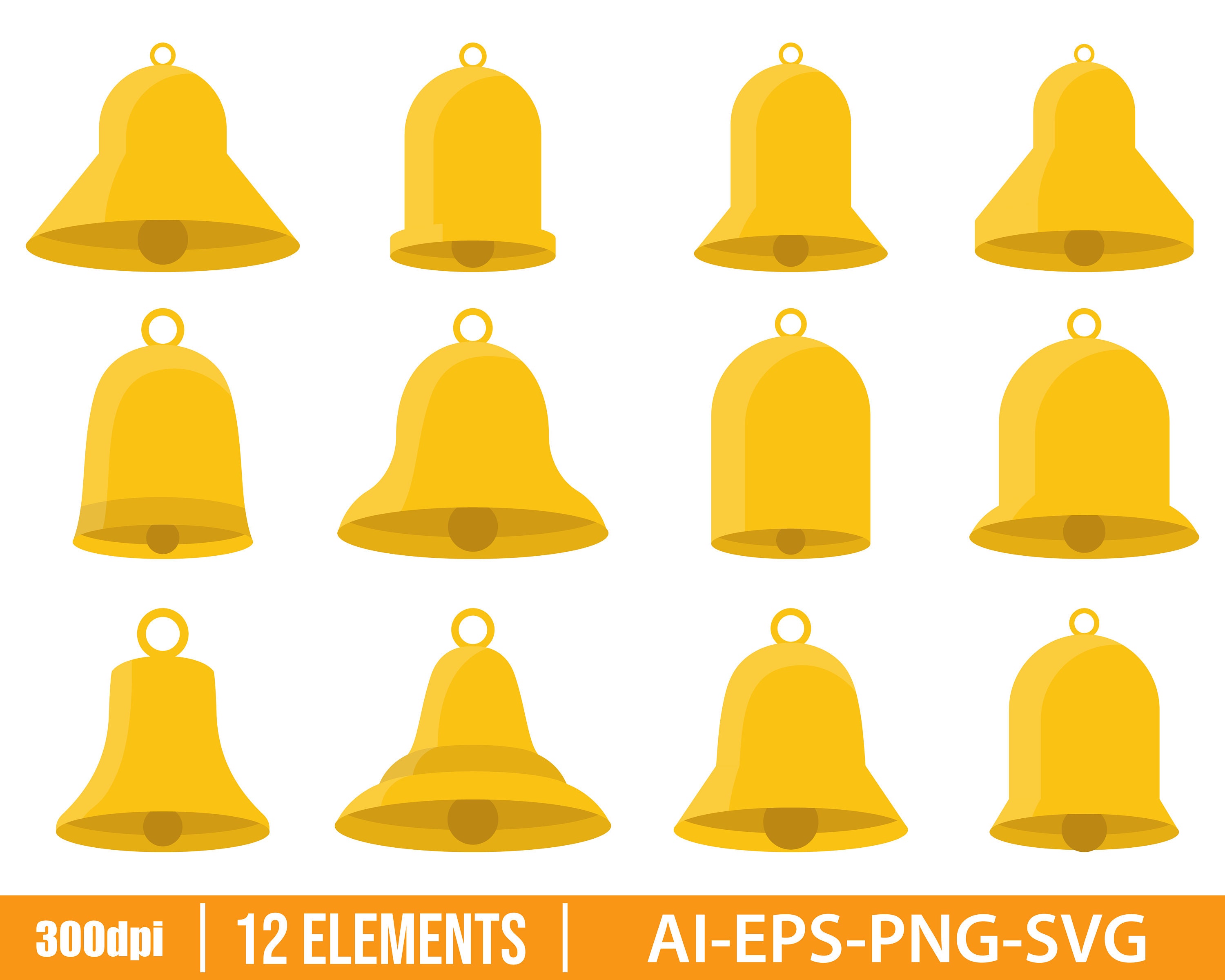 Golden Bells Clipart Vector Design Illustration. Golden Bell - Etsy