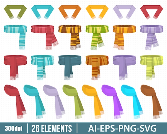 Winter Scarf Clipart Vector Design Illustration. Winter Scarf Set. Vector  Clipart Print - Etsy
