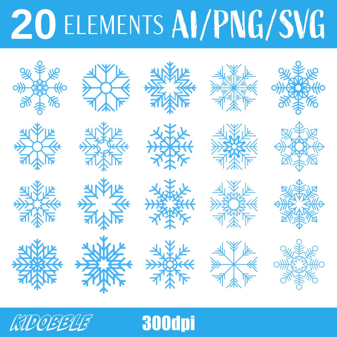 Snowflakes Clipart Vector Set Winter Design Digital Snow Art Snowflake ...