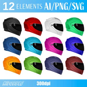 Motorcycle Helmet Safety Gear Protective Headwear Vector Art Biker Equipment Digital Illustration Riding Clipart Printable Design