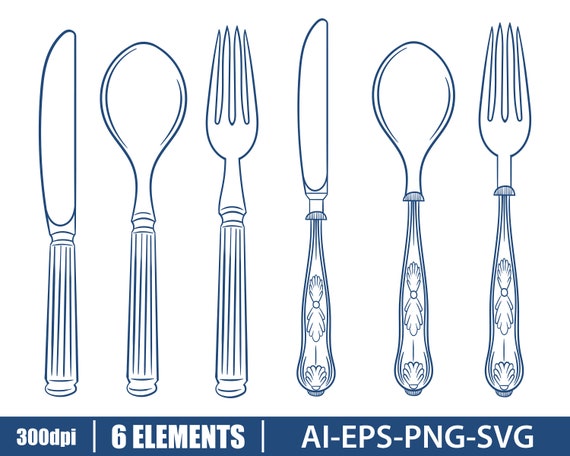 Cutlery Clipart Vector Design Illustration. Cutlery Set. - Etsy