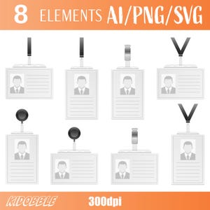 ID-kaartafbeeldingen | Kantoorbadge | Handgetekende labels | Digitale png en svg