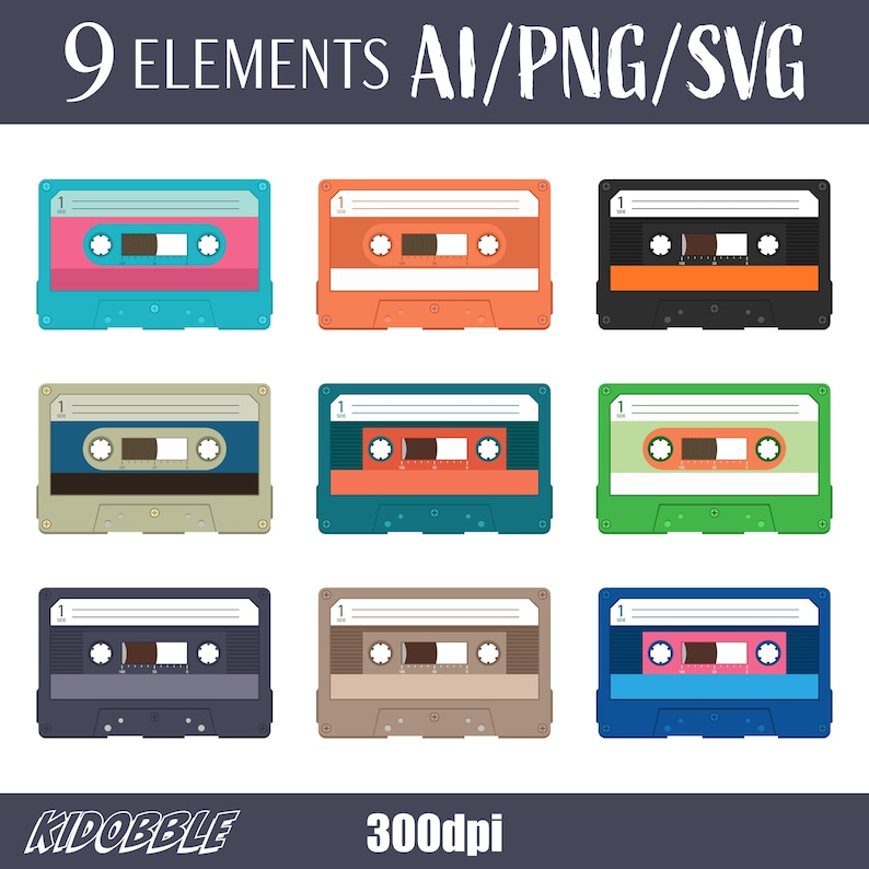 Audio Cassette Tape Vintage Music Retro Sound Vector Art Nostalgic ...