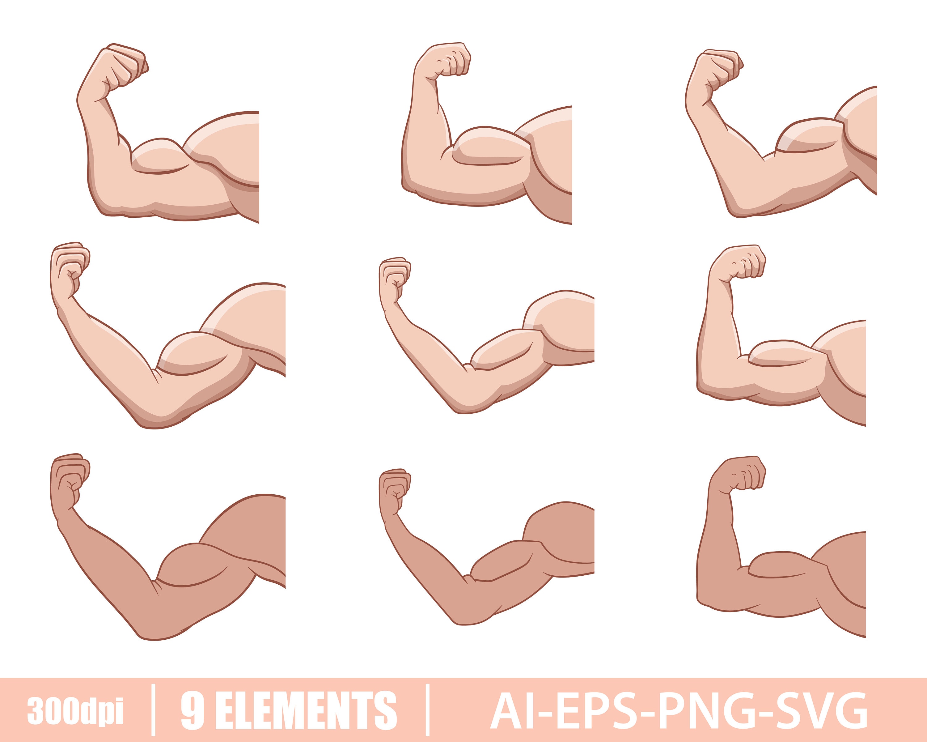 Muscle Arm Drawing Clipart Vector Design Illustration. Arm Etsy New