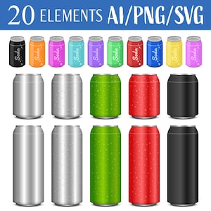 Soda Can Refreshing Drink Carbonated Beverage Vector Art Soft Drink Digital Illustration Pop Can Clipart Printable Design Downloadable