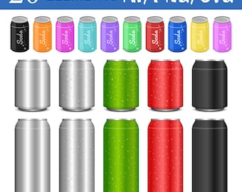 Soda Can Refreshing Drink Carbonated Beverage Vector Art Soft Drink Digital Illustration Pop Can Clipart Printable Design Downloadable