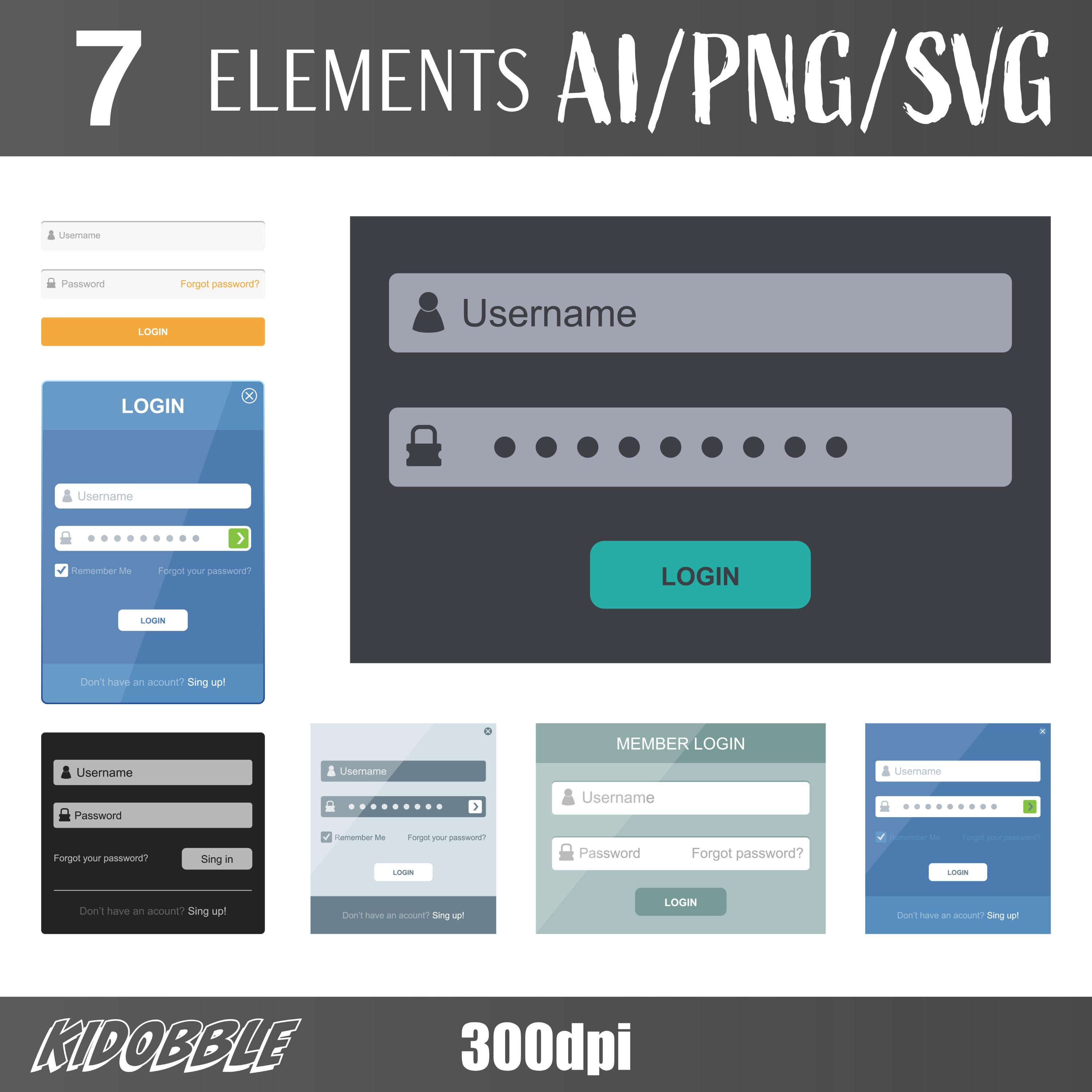 Login Box Clipart | UI Interface Elements | Hand-drawn Web Clipart ...