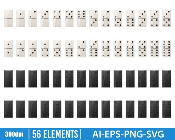 Domino Pieces Clipart Vector Design Illustration. Domino - Etsy