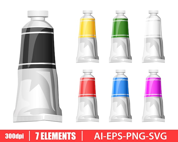 Paint Tube Clipart Vector Design Illustration. Paint Tube Set. - Etsy