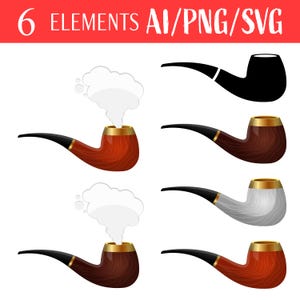 Pfeife Klassische Tabak Elegant Accessoire Vektor Kunst Gentleman Stil Digitale Illustration Vintage Clipart druckbare Design herunterladbare