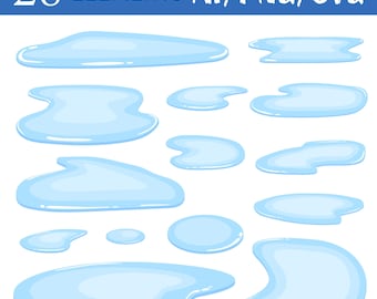 Diseño de vector de imágenes prediseñadas de charco de agua Ilustración de salpicaduras de agua Gráficos digitales Conjunto de imágenes prediseñadas de reflejo de agua Elementos de charco de agua Diseño de lluvia