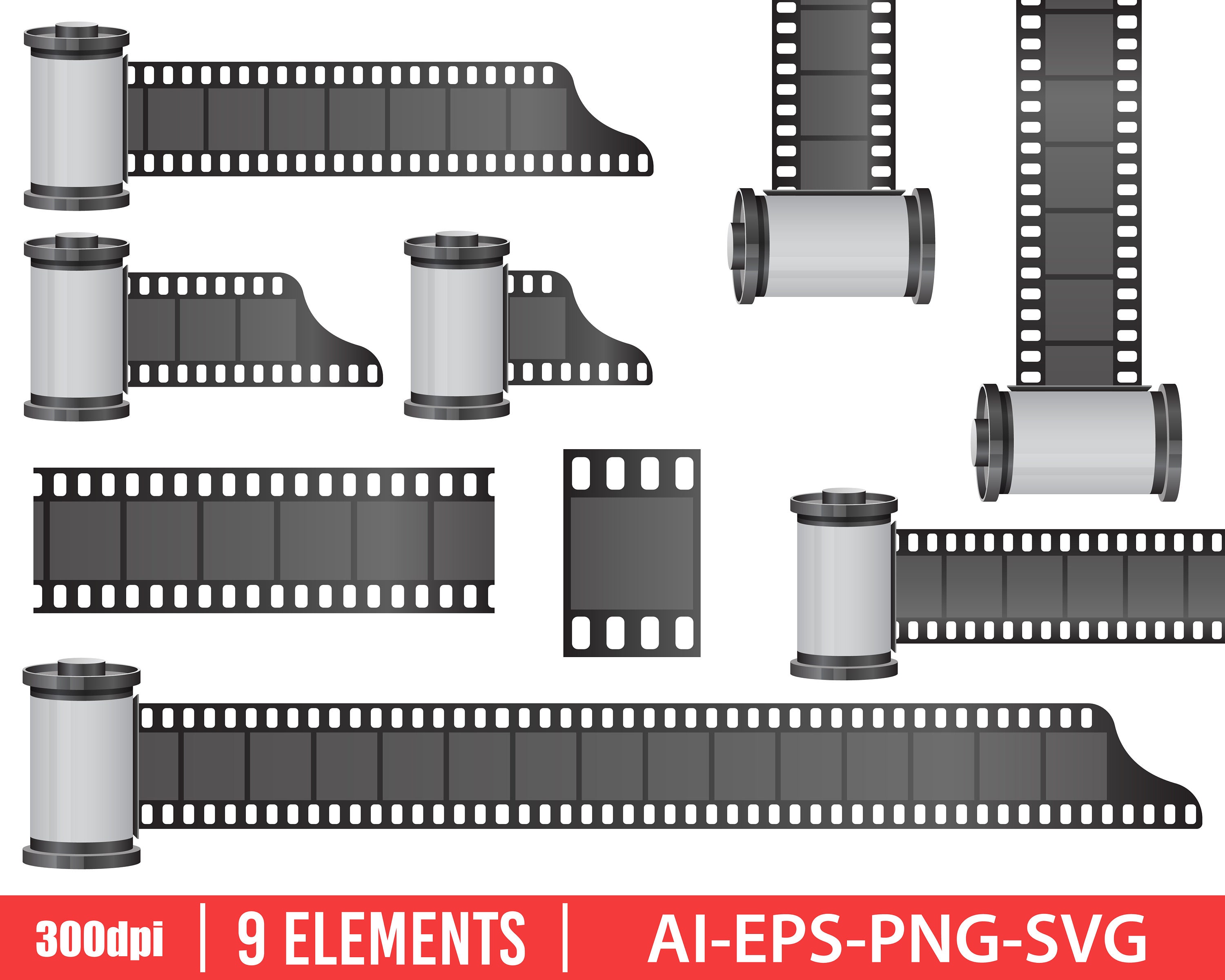 Camera Film Roll Clipart Vector Design Illustration. Camera Etsy UK