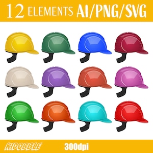 Proteção de construção Clipart Vetor Segurança Design Gráficos digitais Elementos do local de trabalho Capacete Clipart Arte Equipamento Conjunto de ilustração vetorial