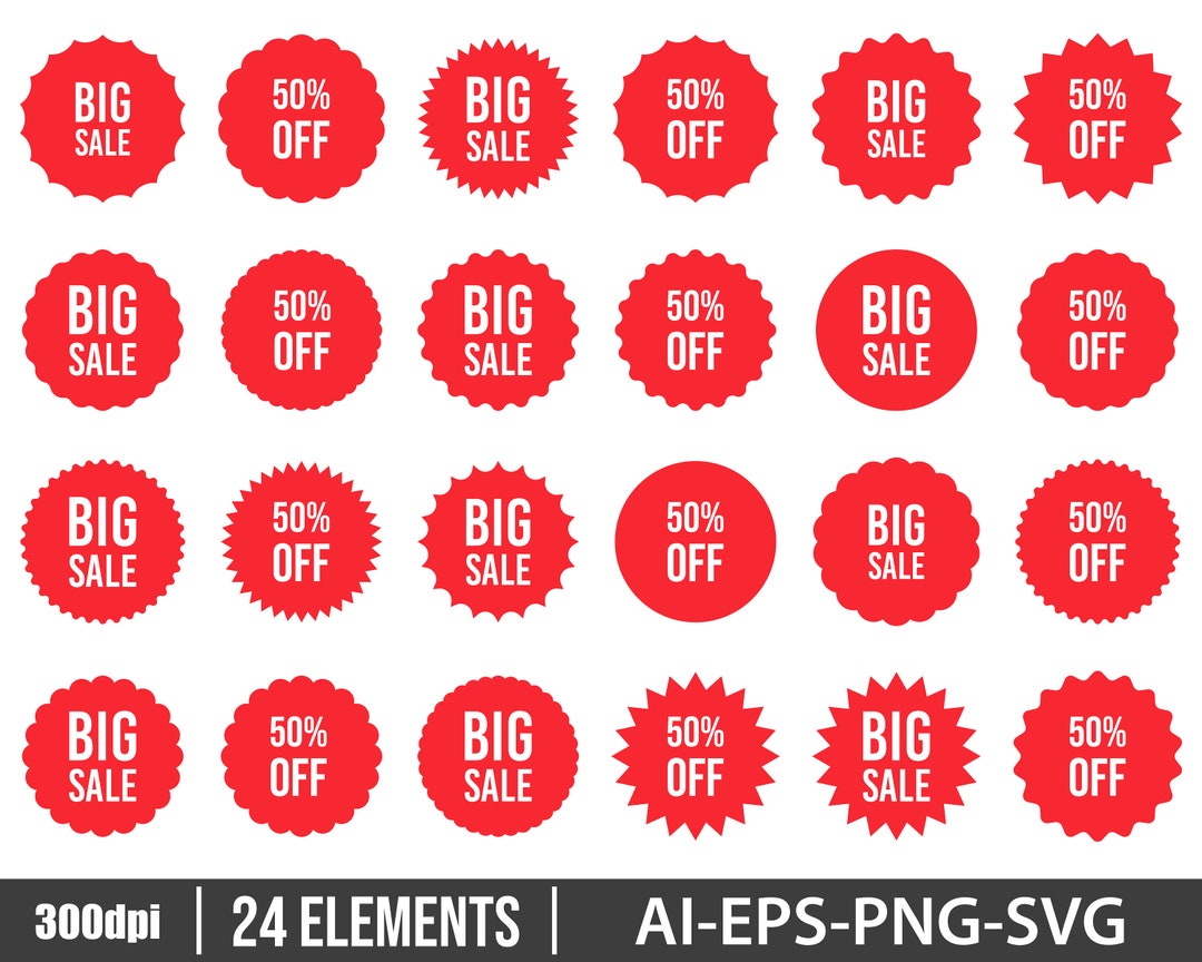 Big Sale Sticker Clipart Vector Design Illustration.sale Sticker Set
