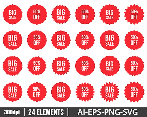 Big Sale Sticker Clipart Vector Design Illustration.sale Sticker Set.  Vector Clipart Print -  Hong Kong