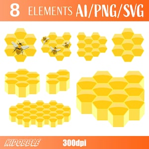 Honingkam clipart | Bijenkorfafbeeldingen | Zoete honingraatillustratie | Digitale png en svg