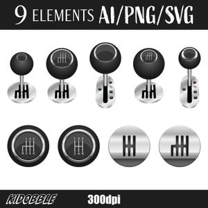Car Shift Clipart Vector Digital Art Car Graphics Shift Knob Illustration Printable Car Parts Vector Design Auto Vehicle Accessories Set