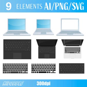 Laptop Device Clipart And Keyboard Vector Digital Computer Illustration Modern Technology Electronic Device Clip Art Workstation