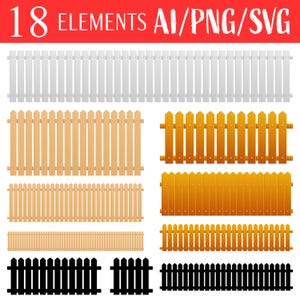 Wooden Fence Rustic Boundary Outdoor Decor Vector Art Garden Barrier Digital Illustration Farm Clipart Printable Design Downloadable