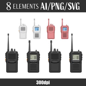 Walkie-talkie Radiocommunicatieapparaat Beveiliging Vectorkunst Draagbare zender Digitale afbeelding Gadgets Clipart afdrukbaar