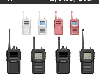 Walkie Talkie Radio Communication Device Security Vector Art Portable Transmitter Digital Illustration Gadgets Clipart Printable