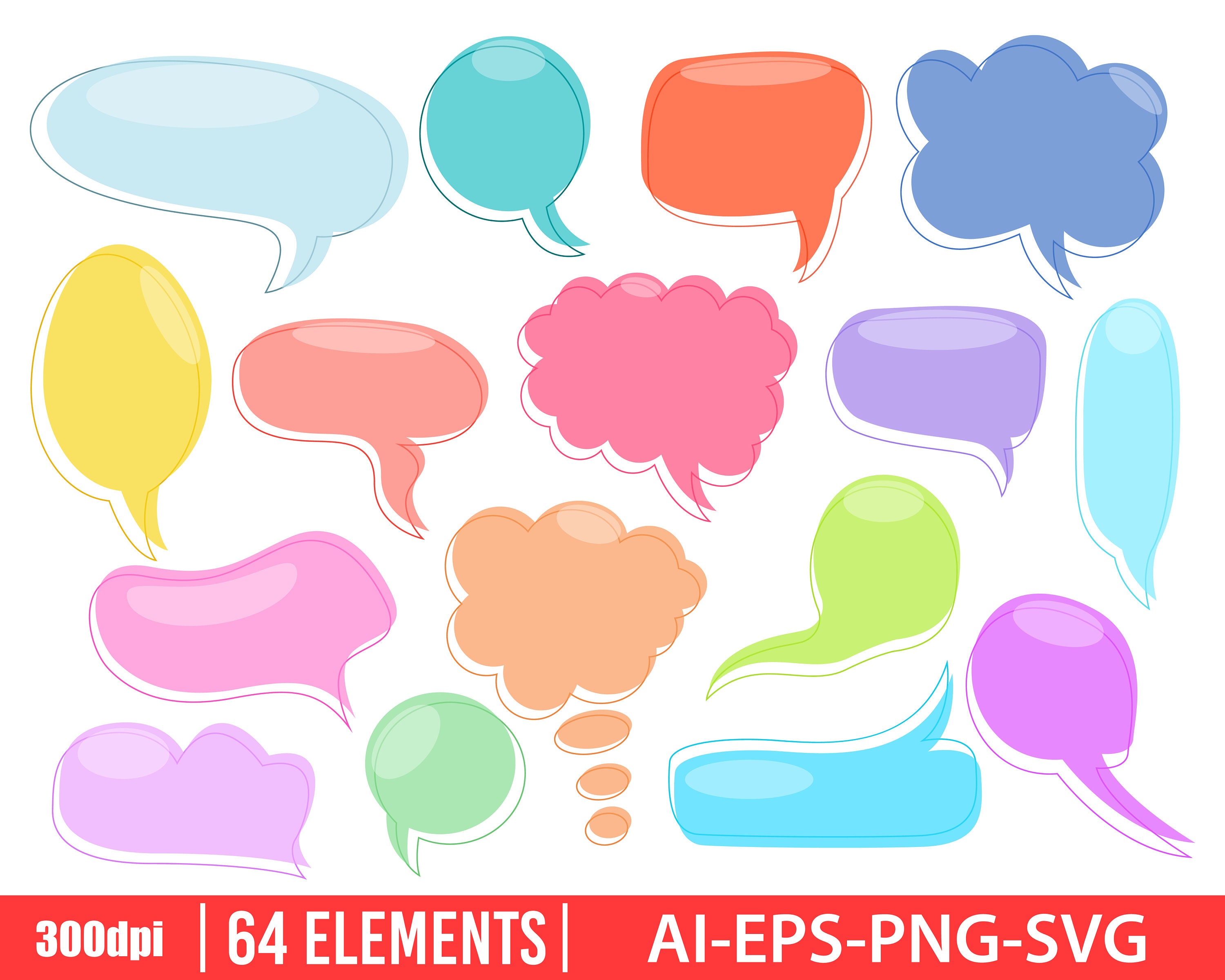 Chat box clipart vector design illustration. Chat box set. | Etsy