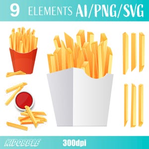 Papas fritas crujientes comida rápida snack patata clipart digital ilustración comida snack papas fritas clip art descarga digital gráfico