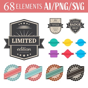 Vintage Labels Clipart Vector Art Antique Label Design Digital Graphics Retro Label Elements Fashioned Clipart Classic Label Illustration
