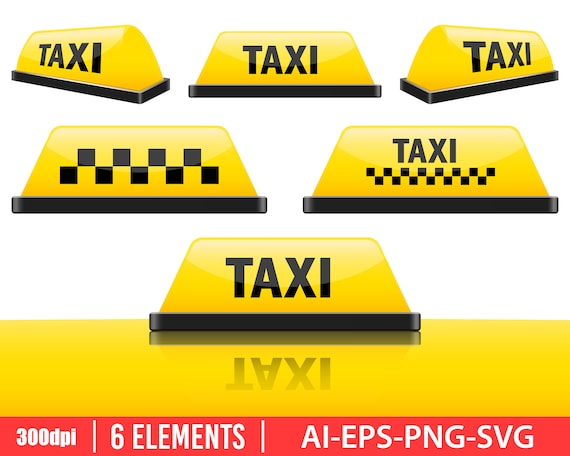 Taxi Schild Clipart Vektor Design Illustration. Taxi Schild Set. Vektor  Clipart Print - .de