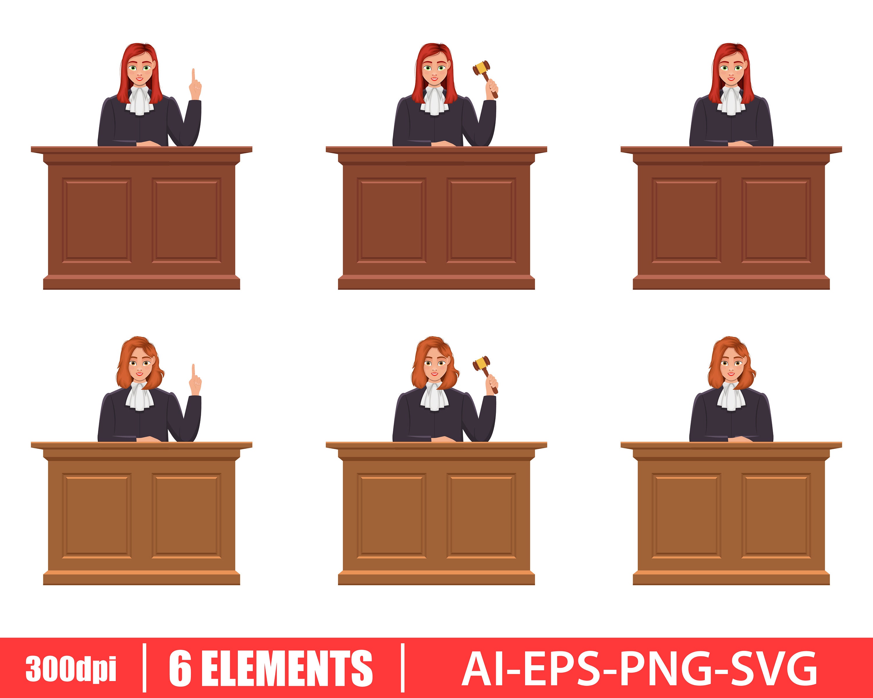 Judge Woman Clipart Vector Design Illustration. Judge Woman Etsy