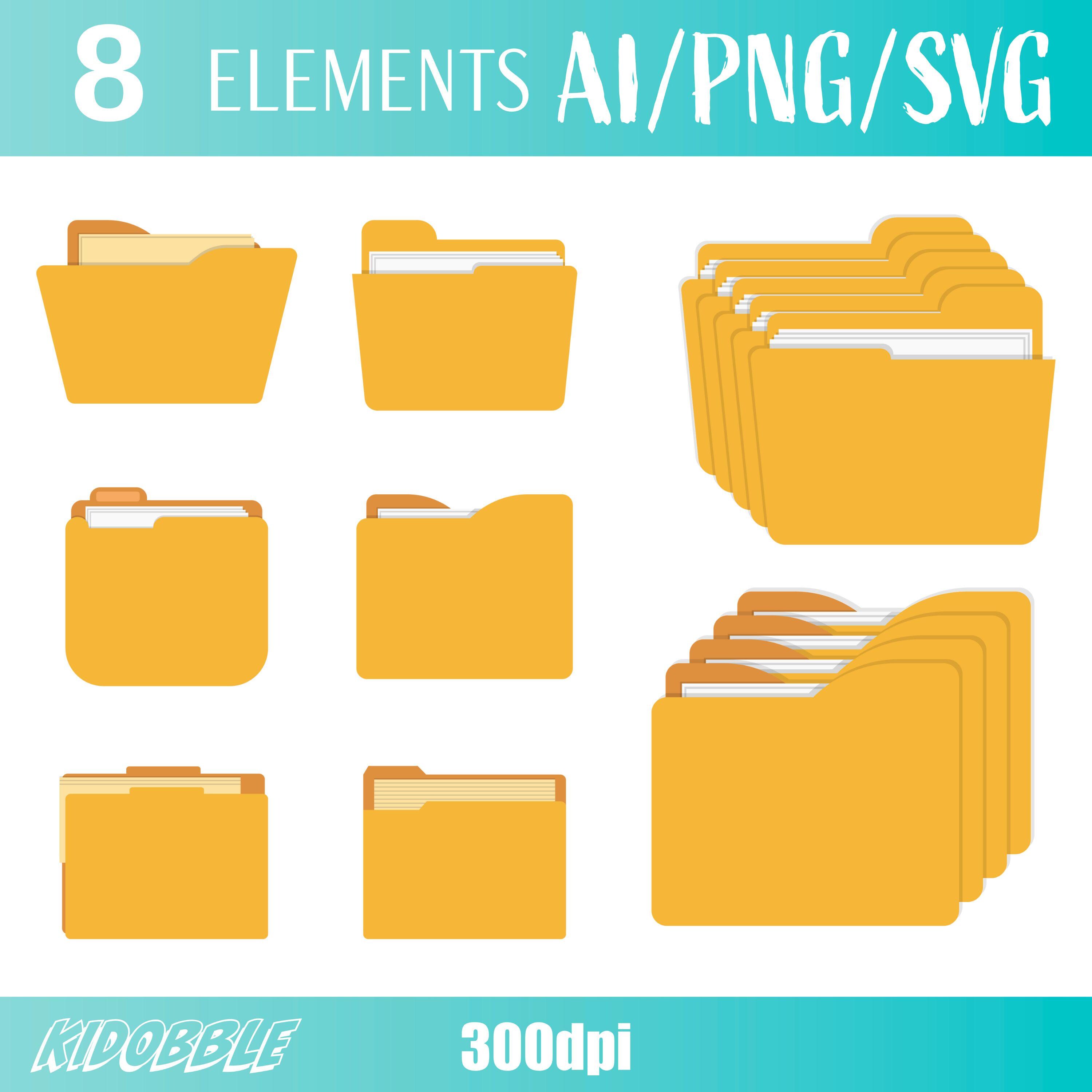Folder Icon Clipart | Desktop Folder Icons | Digital Folder Graphics | PNG  \u0026 SVG Bundle - Etsy New Zealand, image size:3000x3000