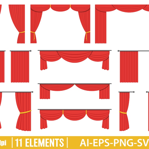 Theater Curtain Clipart - Etsy