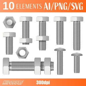 Hex Bolt Clipart Vector Design Industrial Bolt Clipart Hexagonal Bolt Clipart Vector Design Digital Bolt Art Industrial Hex Clipart Vector