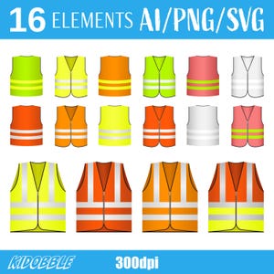 Veiligheidsvest clipart vector illustratie beschermende kleding werkkleding uniform digitaal kunstwerk hoge zichtbaarheidsvest ontwerp afdrukbaar downloadbaar