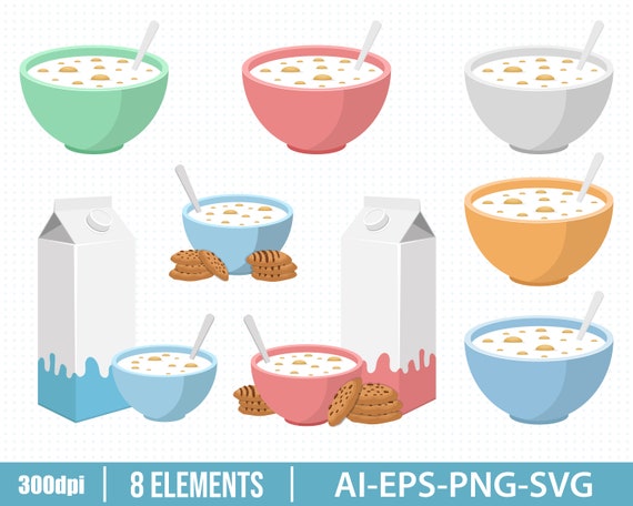 Bowl of Cereal Clipart Vector Design Illustration. Bowl, Cereals