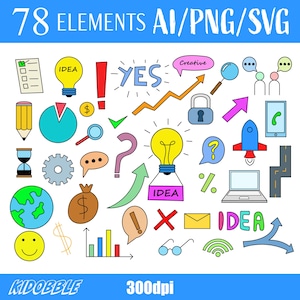 Business Icons Clipart Vektor-Illustration Design-Elemente Set Digitale Kunstwerk Kreative Bilder Bundle Grafikdateien Sofort-Download
