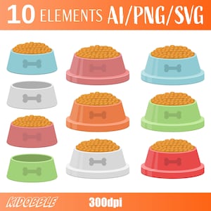 Hondenkom-clipart | Stickers voedsel voor huisdieren | Handgetekende hond | Digitale png en svg