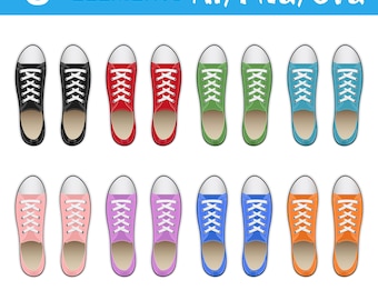 Scarpe da ginnastica Clipart Vettore Calzature casual Illustrazione Design sportivo Sneakers alla moda Grafica digitale Stampabile Download