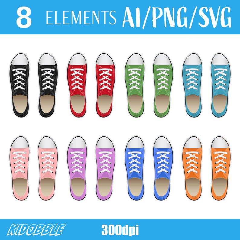 Sneakers Shoes Clipart Vector Casual Footwear Illustration Sporty ...
