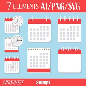 Calendario Icona Clipart Vettore Data Promemoria Illustrazione Planner Organizzatore Design Grafica Digitale Programma Mensile Clip Art Stampabile