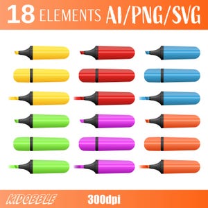 Marker Drawing Clipart | Colorful Marker Stickers | Hand-Drawn Marker Clipart | Digital PNG & SVG