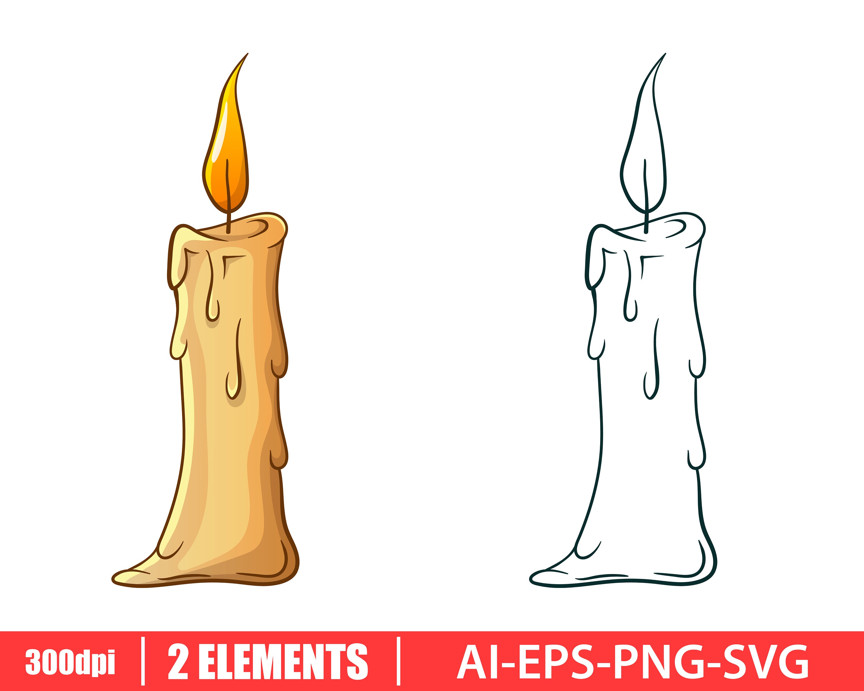 Candle Clipart Vector Design Illustration. Candle Set. Vector Etsy