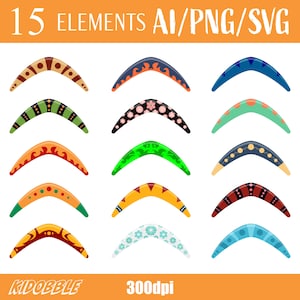 Wooden Boomerang Clipart Vector Throwing Stick Illustration Aboriginal Sport Tool Digital Artwork Classic Boomerang Design Printable