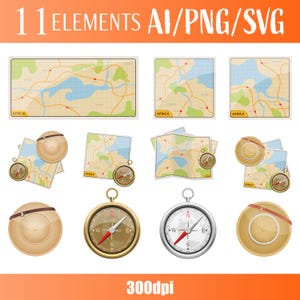 Africa Safari Mappa Clipart Vettore Cappello Bussola Design Avventura Viaggio Clip Art Safari Selvaggio Mappa Vettore Bussola Viaggio Cappello Avventura Grafica