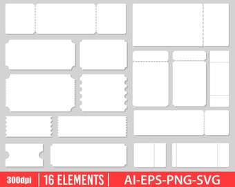 Empty ticket clipart vector design illustration. Empty ticket set. Vector Clipart Print