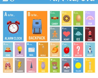 Alphabet Learning Cards For Kids Preschool Printable Flashcards Educational Digital Download Homeschool Phonics Letter Learning Toddler Abc