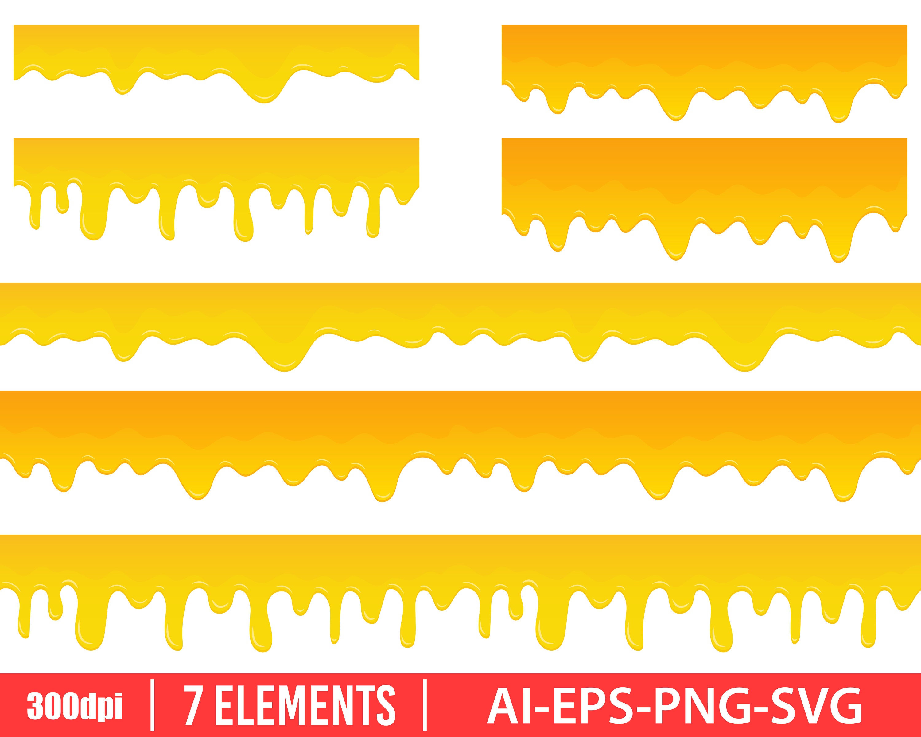 Honey Dripping Clipart Vector Design Illustration. Honey Set. Etsy